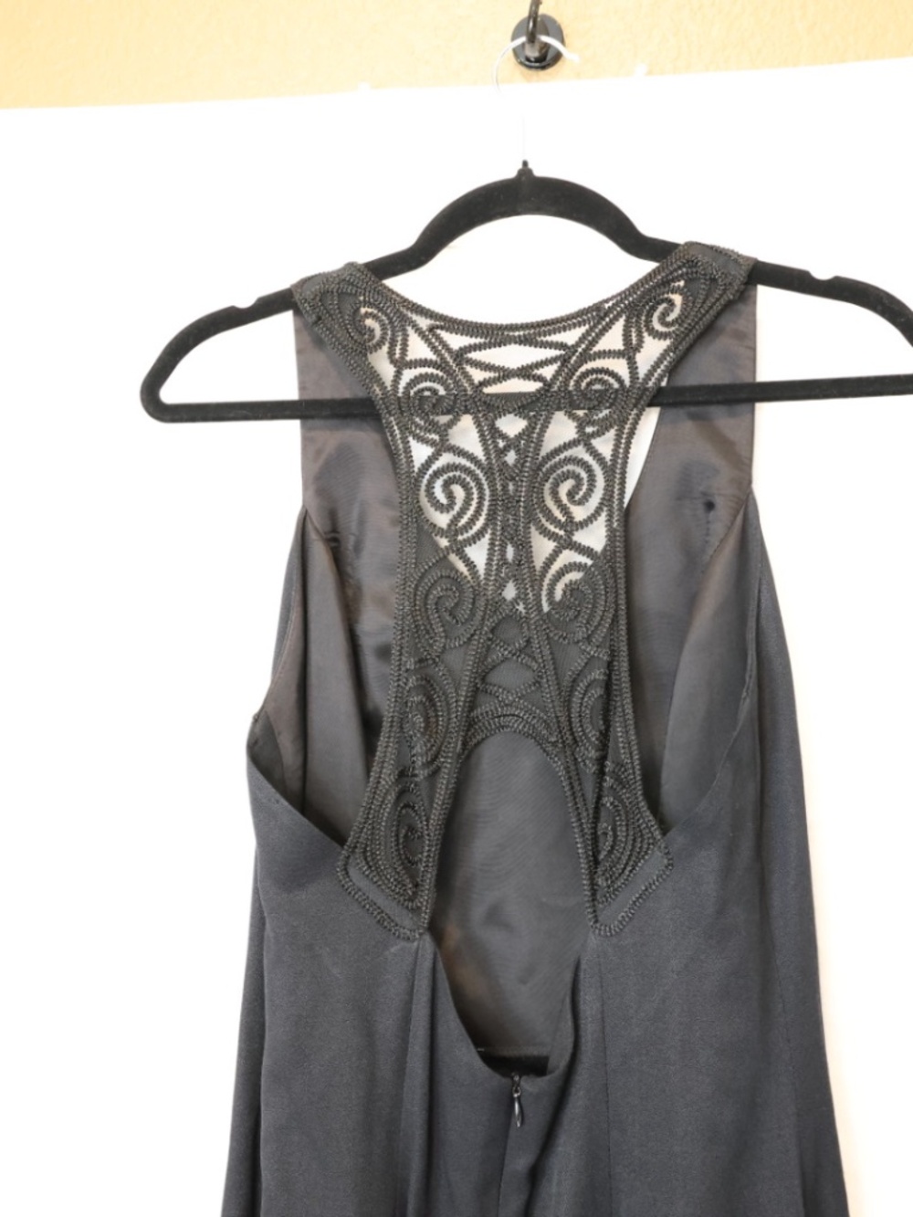Vintage Rampage Black Open Back Embroidered Dress Sz 11